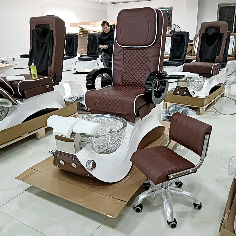 Modern Barbershop Equipment Brown Manicure Chair Electric Luxury Used Pedicure Chair With Back Massage For Sale