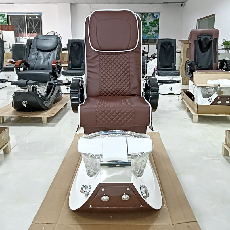 Modern Barbershop Equipment Brown Manicure Chair Electric Luxury Used Pedicure Chair With Back Massage For Sale