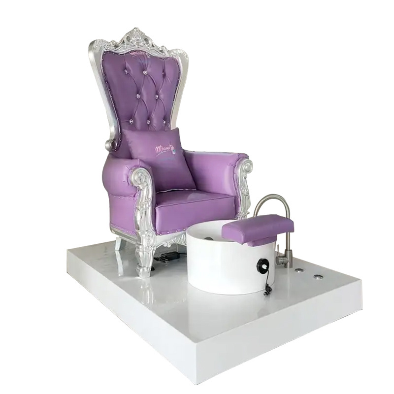 Luxury King Queen Throne Purple Foot Spa Chairs Royal Chair No Plumbing Kids Spa Pedicure Chair