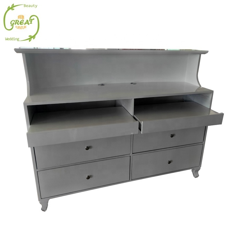 Great Foshan Factory Hot Sale Cheap Modern Pink Beauty Salon Furniture Nail Salon Reception Desk