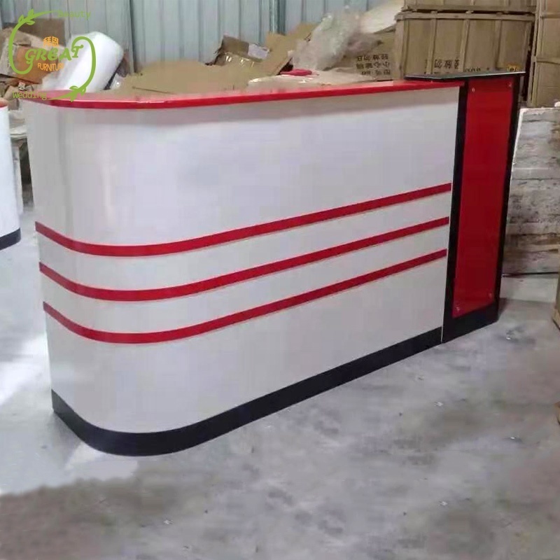 Great Foshan Factory Hot Sale Cheap Salon White Round Office Reception Desk Design Modern Reception Desk