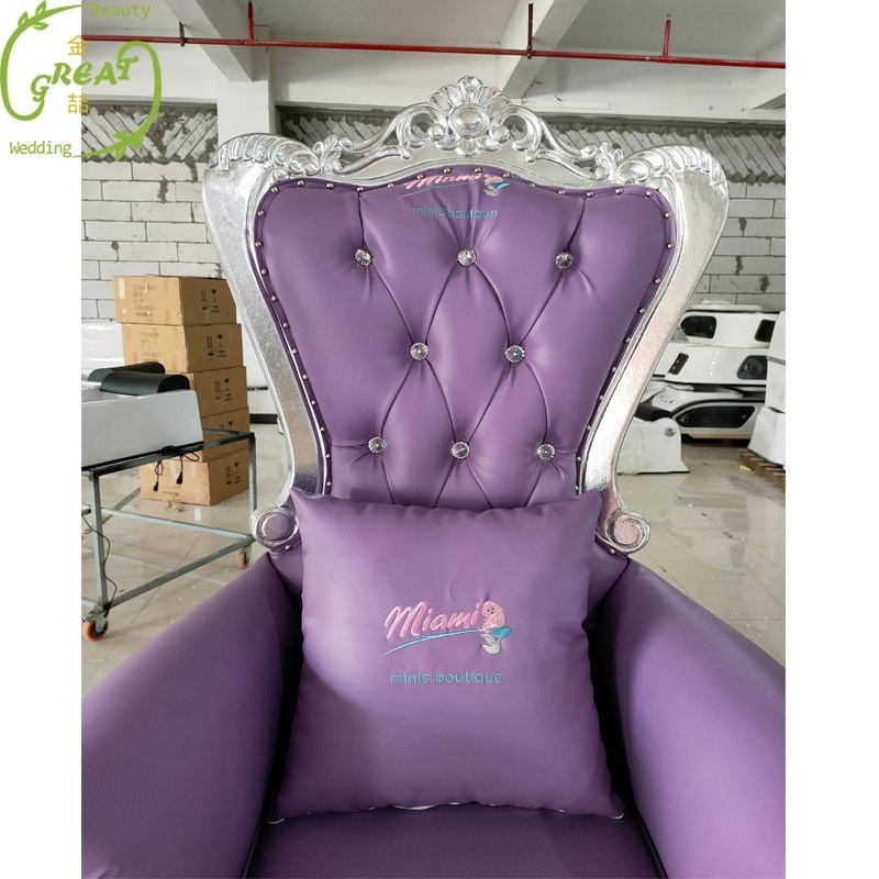 Luxury King Queen Throne Purple Foot Spa Chairs Royal Chair No Plumbing Kids Spa Pedicure Chair