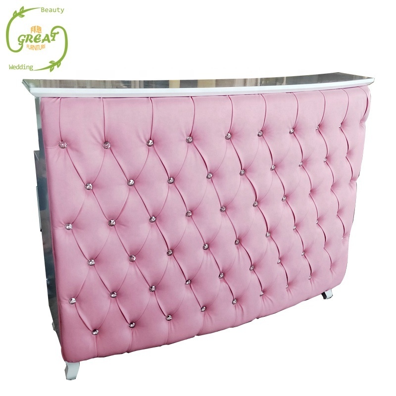 Great Foshan Factory Hot Sale Cheap Modern Pink Beauty Salon Furniture Nail Salon Reception Desk