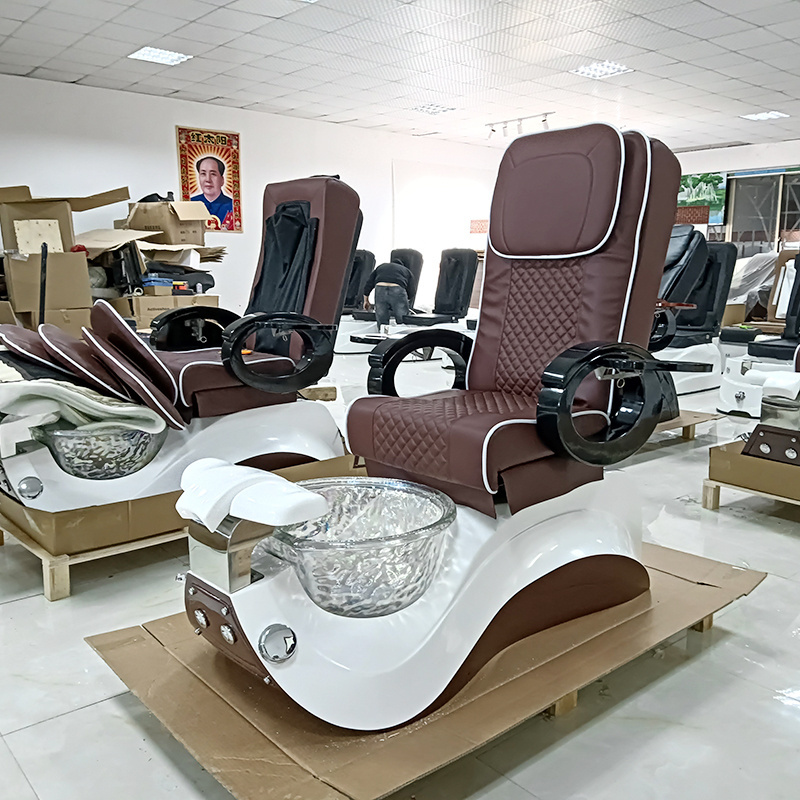 Modern Barbershop Equipment Brown Manicure Chair Electric Luxury Used Pedicure Chair With Back Massage For Sale