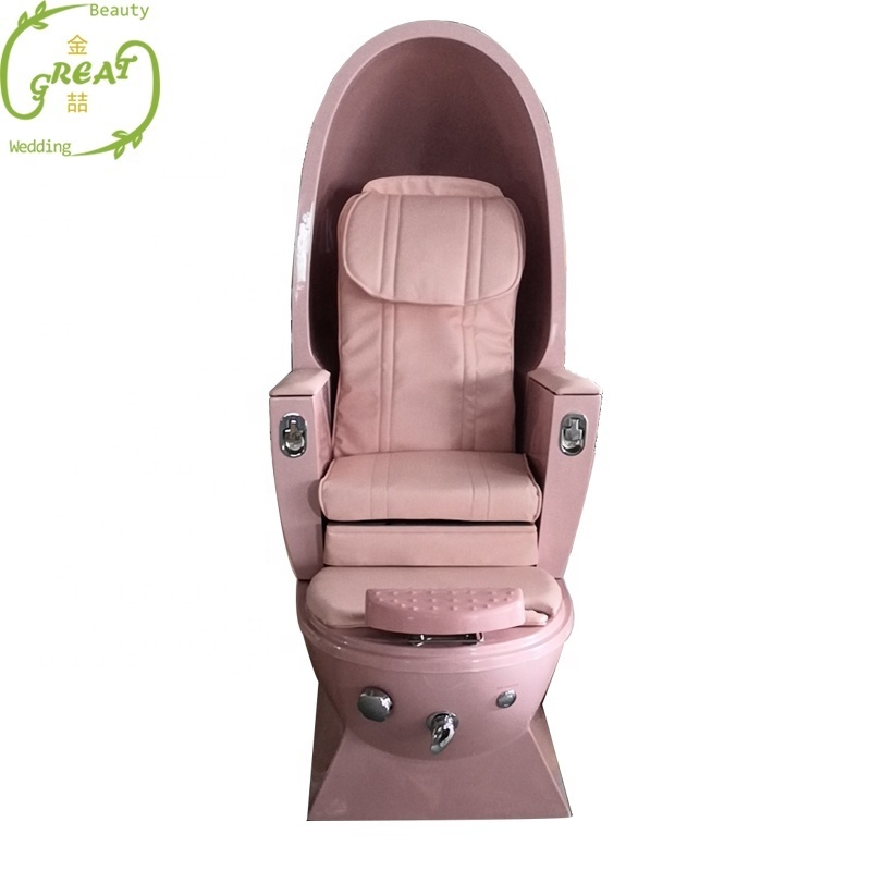 Modern Luxury Oval Egg Shaped Pink Foot Spa Manicure Chair Massage Pedicure Chair For Sale