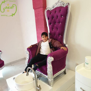 Luxury High Back Salon Foot Chair Purple Luxury Throne Manicure Spa Pedicure Chair For Sale