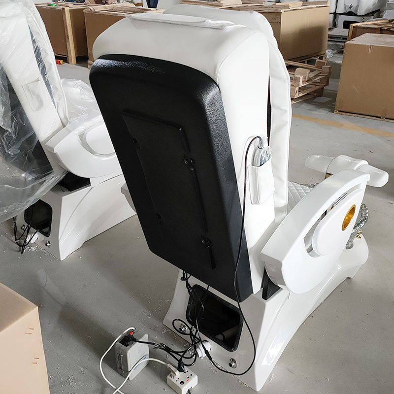 Nail Salon Furniture Equipment White Golden Electric Reclining Massage Manicure Foot Spa Luxury Pedicure Chairs