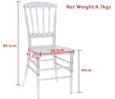 Wholesale Hotel Plastic Acrylic Clear Resin Crystal Chiavari Chair Party Events Tiffany Wedding Transparent Chairs