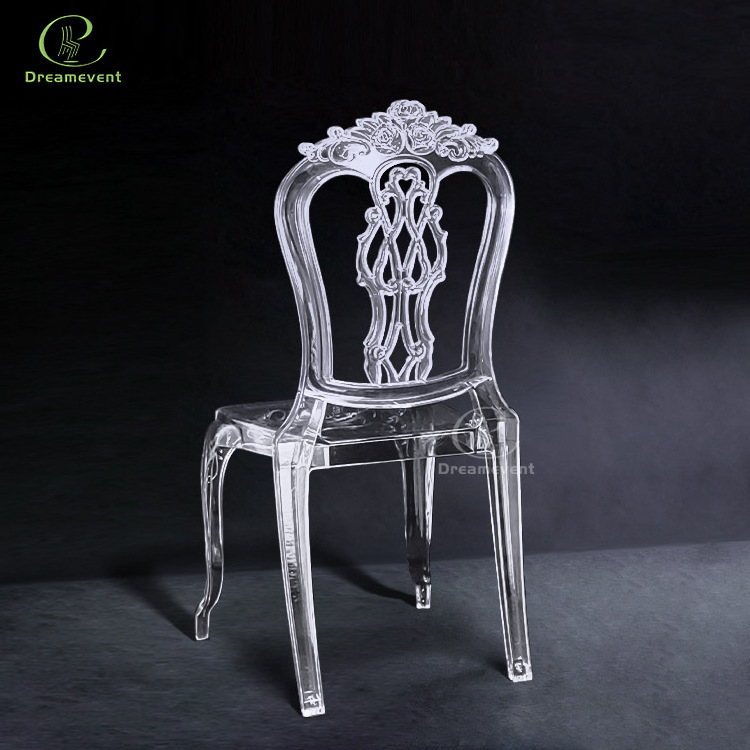 Wholesale wedding reception chair clear hotel resin crystal chair Princess bella acrylic chairs wedding