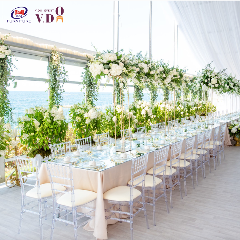 Guangdong Wholesale Crystal Acrylic Transparent Clear Chiavari Chair Resin Party Event Tiffany Chairs Wedding