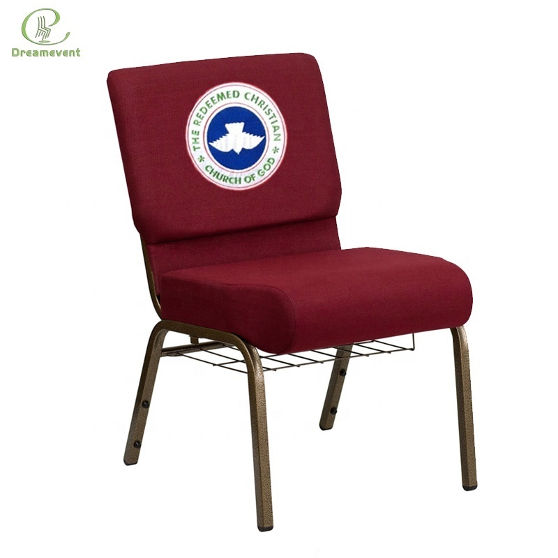 Wholesale factory supply padded church chairs customized used metal interlock church chairs for sale