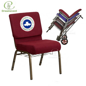 Wholesale factory supply padded church chairs customized used metal interlock church chairs for sale