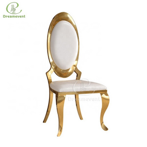 Wholesale goose egg back comfortable wedding round back golden dining stainless steel banquet chair