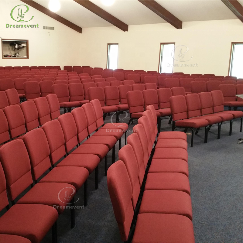 Wholesale factory supply padded church chairs customized used metal interlock church chairs for sale