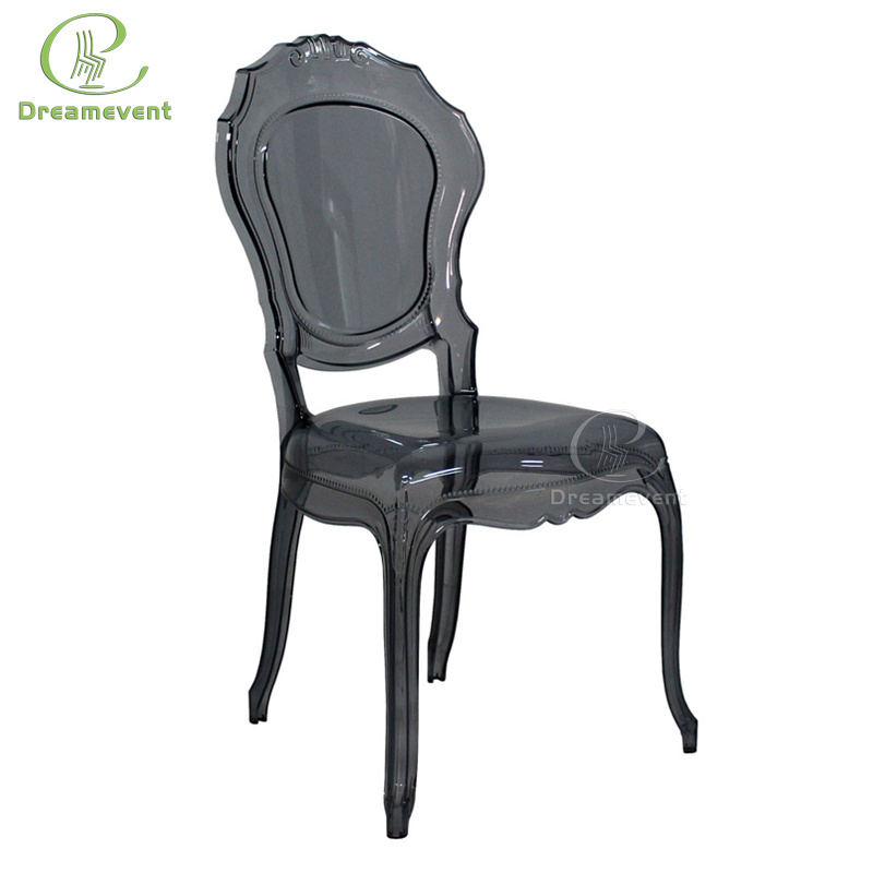 Royal style dining used acrylic transparent modern white arm chair