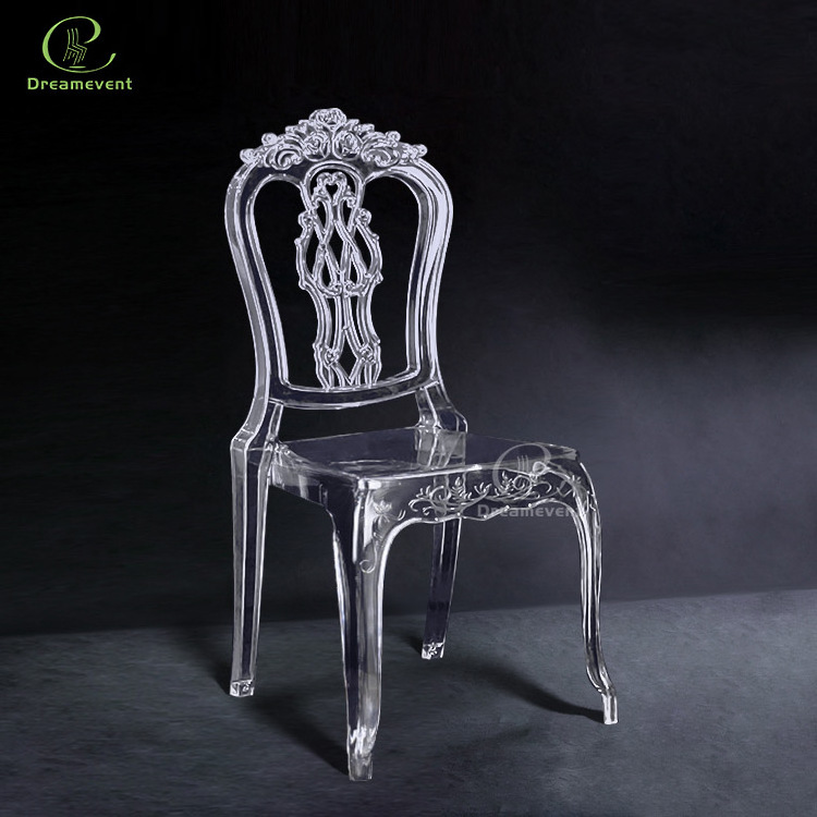 Wholesale wedding reception chair clear hotel resin crystal chair Princess bella acrylic chairs wedding