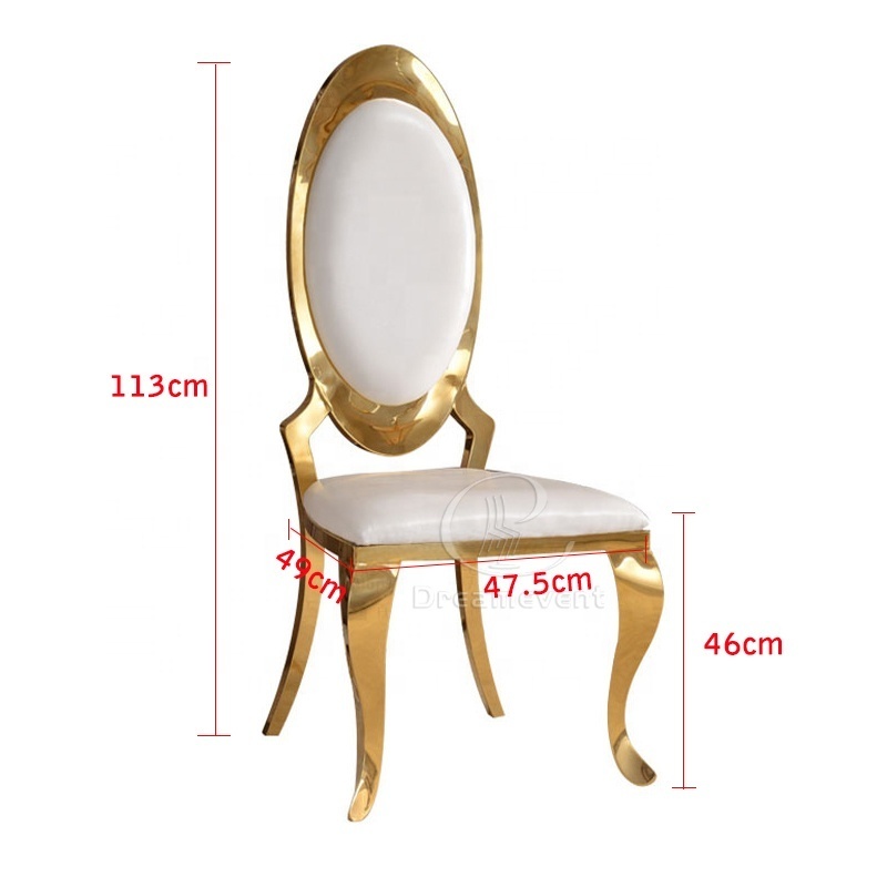 Wholesale goose egg back comfortable wedding round back golden dining stainless steel banquet chair