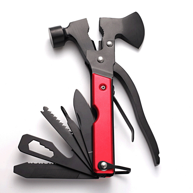 15 in 1 Aluminum Handle Tools Multifunctional Axe Foldable Hammer Knife Pliers Camping Accessories With Axe Hammer