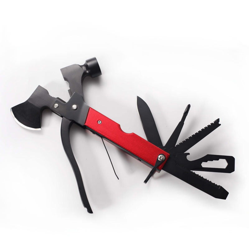 15 in 1 Aluminum Handle Tools Multifunctional Axe Foldable Hammer Knife Pliers Camping Accessories With Axe Hammer