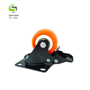 Office Cabinet Sliding Silent Caster Wheels ,Swivel Elastic Rubber Wheels in Orange Colour