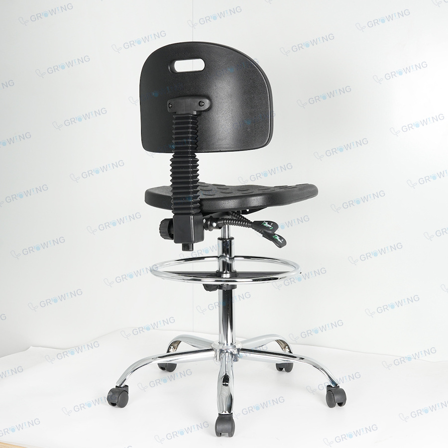 ESD Furniture Adjustable PU Antistatic Cleanroom Laboratory Chair with 360 Free Rotation Foot Rest Lab Chair PUC-07