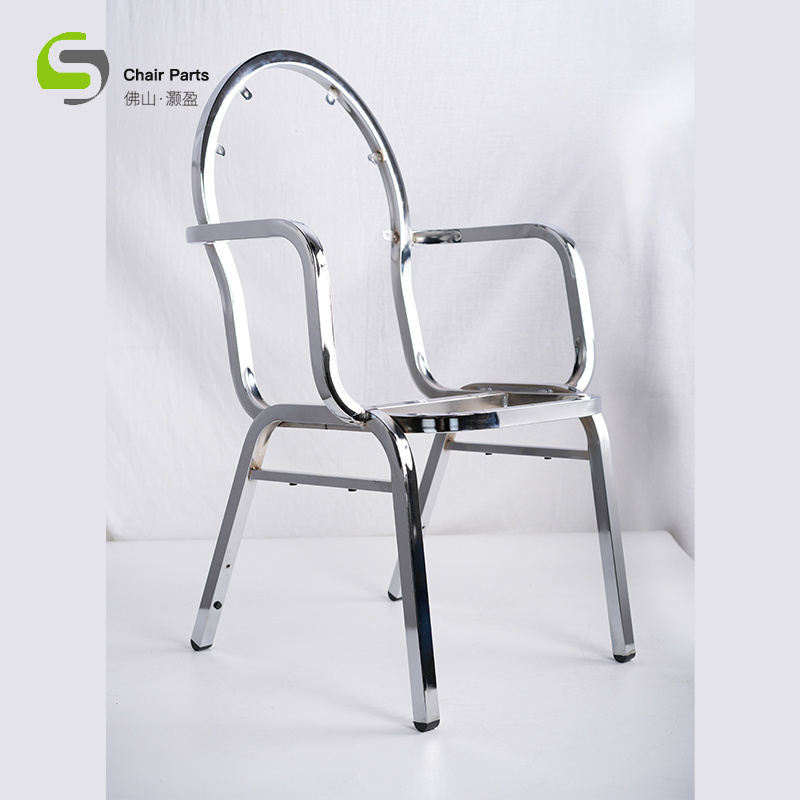 Unfinished Raw Steel Metal Armrest Dining Chair Frames Without Fabric Upholstery