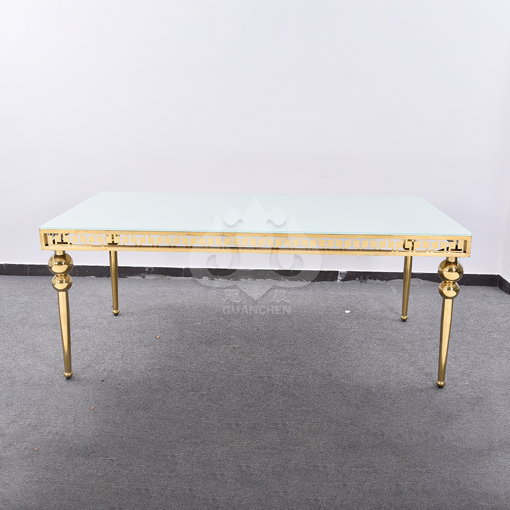 Customized Table Top Material Multi-scenario Application Luxury Gold Wedding Tables Stainless Steel Base