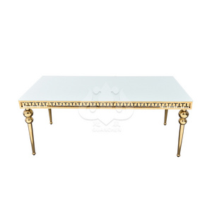 Customized Table Top Material Multi-scenario Application Luxury Gold Wedding Tables Stainless Steel Base