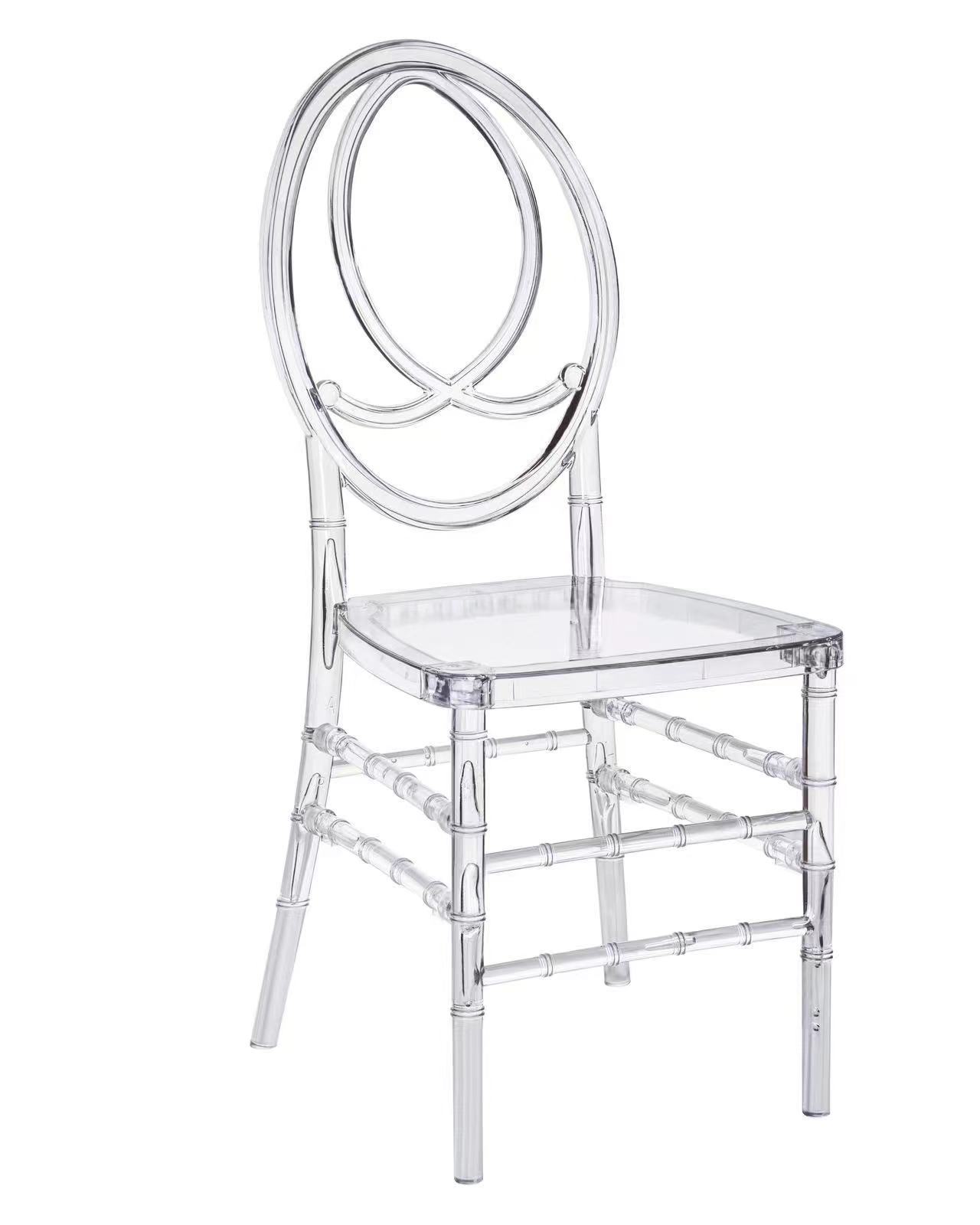 Wholesale Tiffany Crystal Wedding Chairs Plastic Stackable Banquet Event Phoenix Napoleon Clear Chiavari Chairs