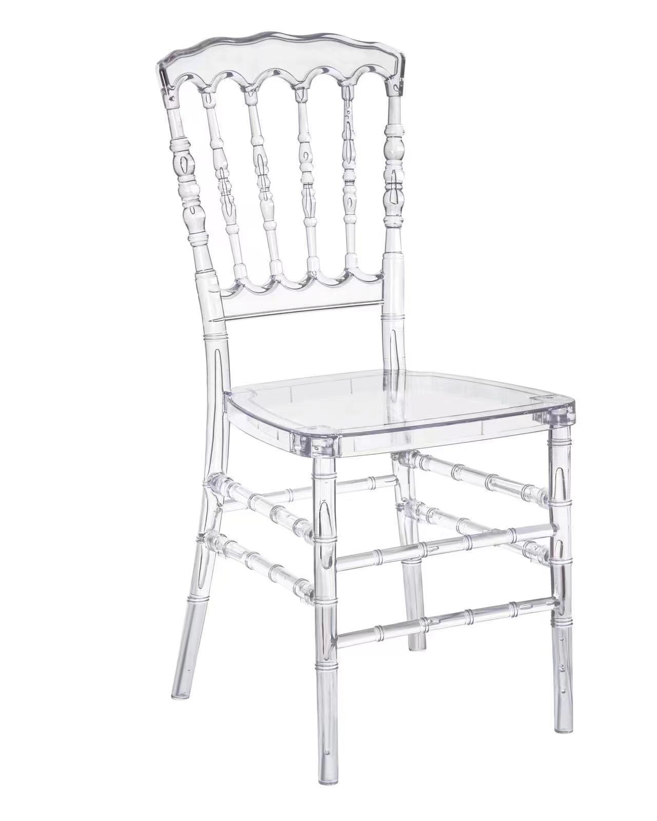 Wholesale Tiffany Crystal Wedding Chairs Plastic Stackable Banquet Event Phoenix Napoleon Clear Chiavari Chairs