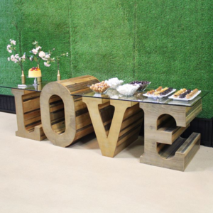 Wedding LOVE letter design gold stainless steel love table for events