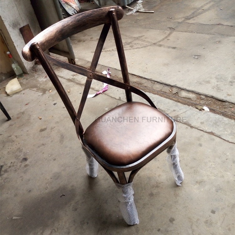 industrial vintage cross x back metal chair