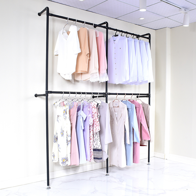 Wall Mounted Cloakroom Bedroom Clothes Storage Rack Retail Clothing Garment Store Display Stand