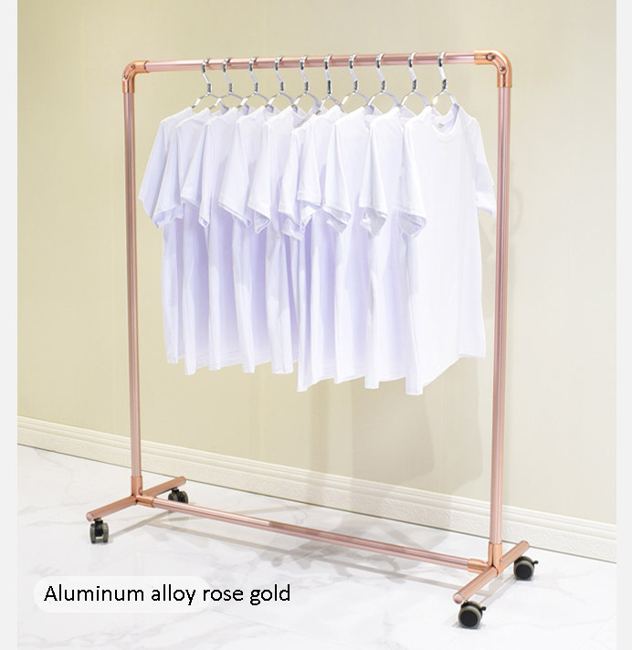 Giantmay Gold Clothing Hanger Display Stand Golden Storage Clothes Garment Racks w/Wheels