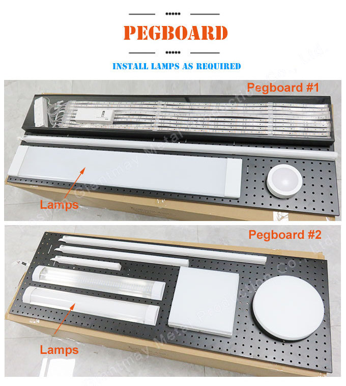 Multi-Function Peg Board Led Lights Shot Lights Exhibition Display Stand Metal Pegboard Light Bulb Display Rack For Shop