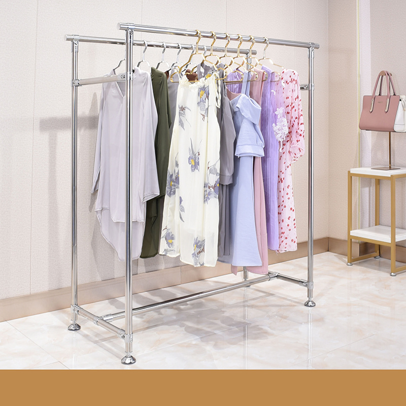 Giantmay Hanging Clothes Rack Retail Clothes Display Rack For Garment Store Stainless Steel Clothing Display Rack