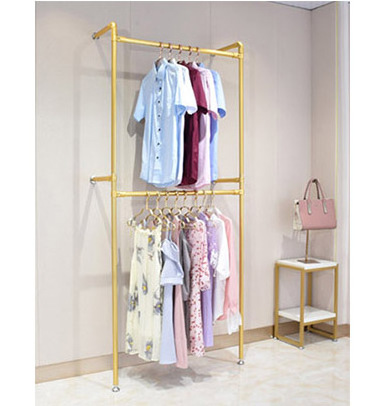 Fashion Clothes Store Garment Display Rack For Clothes Wall Mounted Rose Gold Clothes Rack Gold Clothing Display Rack