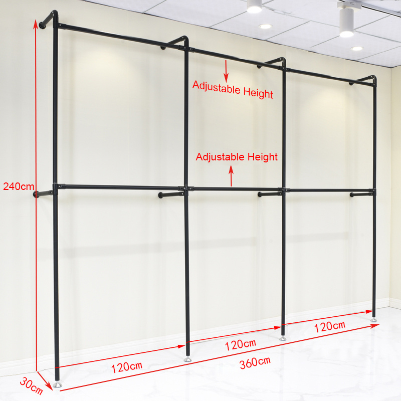 Wall Mounted Cloakroom Bedroom Clothes Storage Rack Retail Clothing Garment Store Display Stand