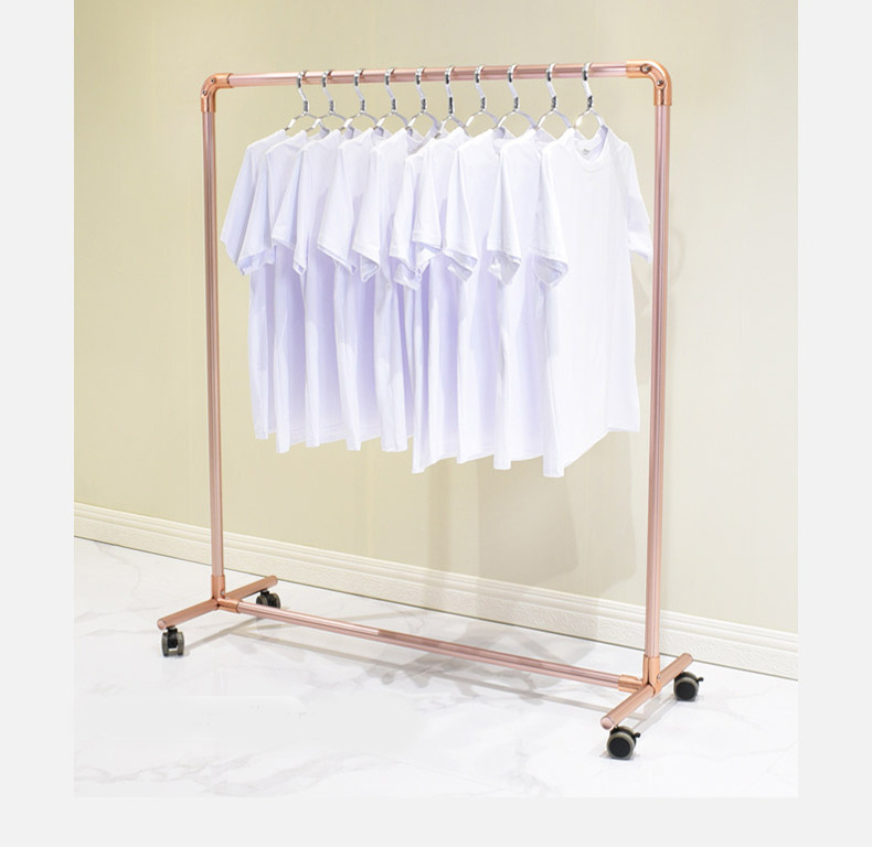 Giantmay Rose Gold Clothes Rack Pretty Garment Display Stand Racks for Clothing Store with Wheels