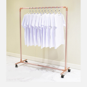 Giantmay Rose Gold Clothes Rack Pretty Garment Display Stand Racks for Clothing Store with Wheels