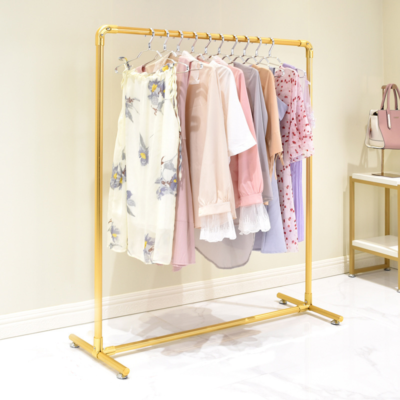 Giantmay Rose Gold Clothes Rack Pretty Garment Display Stand Racks for Clothing Store with Wheels