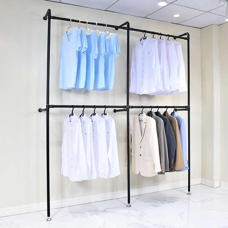 Wall Mounted Clothes Display Shelf Cloakroom Bedroom Storage Rack Clothing Stand for Shops