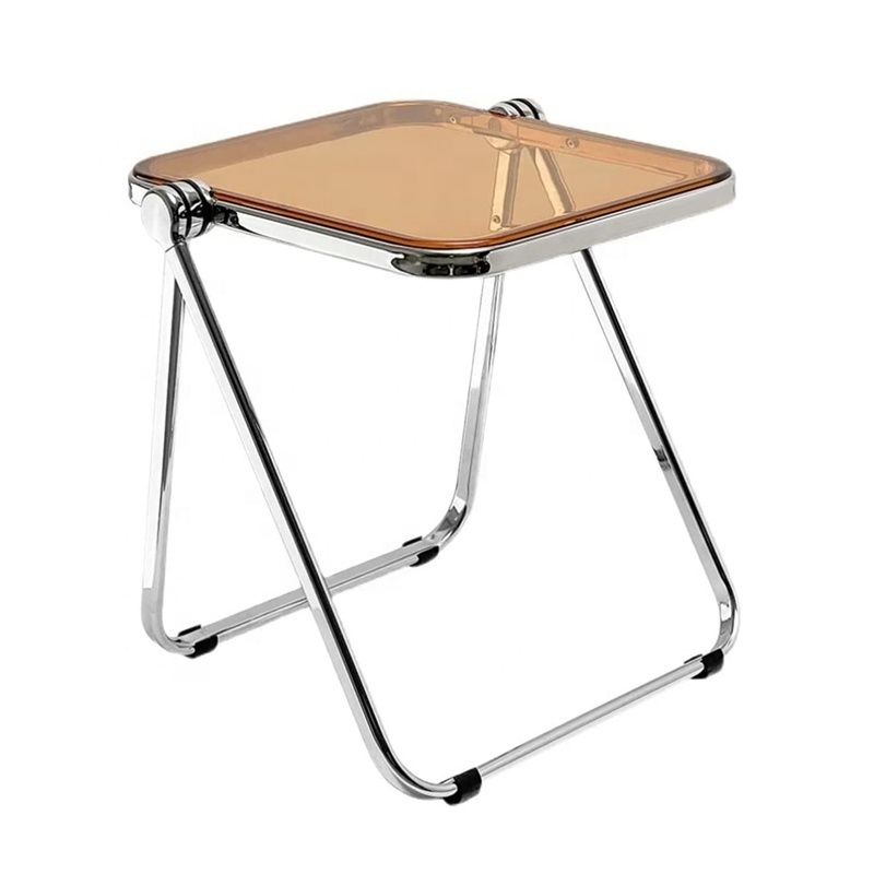 Modern Simple Metal Frame Acrylic Furniture Backrest Acrylic Transparent Folding Tea Table