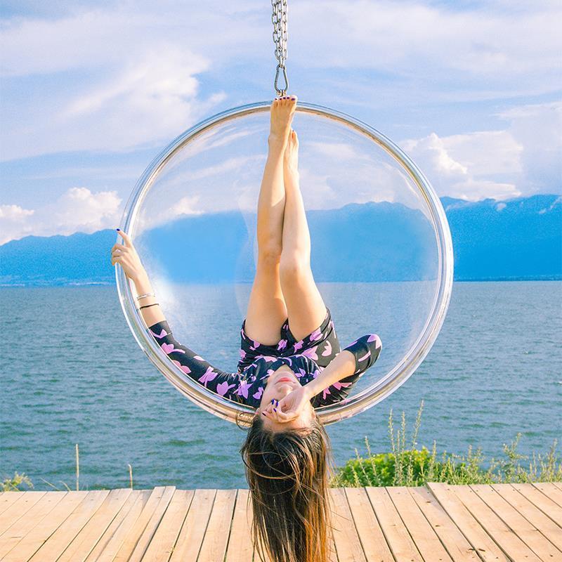 Acrylic Hanging Chair Egg Swing Ball Golden Bubble Chairs Outdoor With Hanging Chain Swing Chair