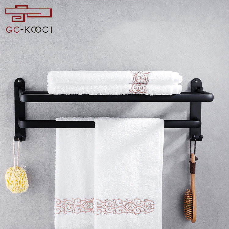 Bathroom wall hanging foldable towel bar perforated free space aluminum bathroom shelf towel rack