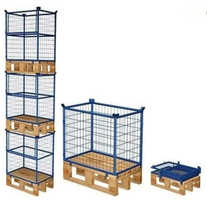 heavy duty storage box metal firewood cages  cage pallet wire mesh container