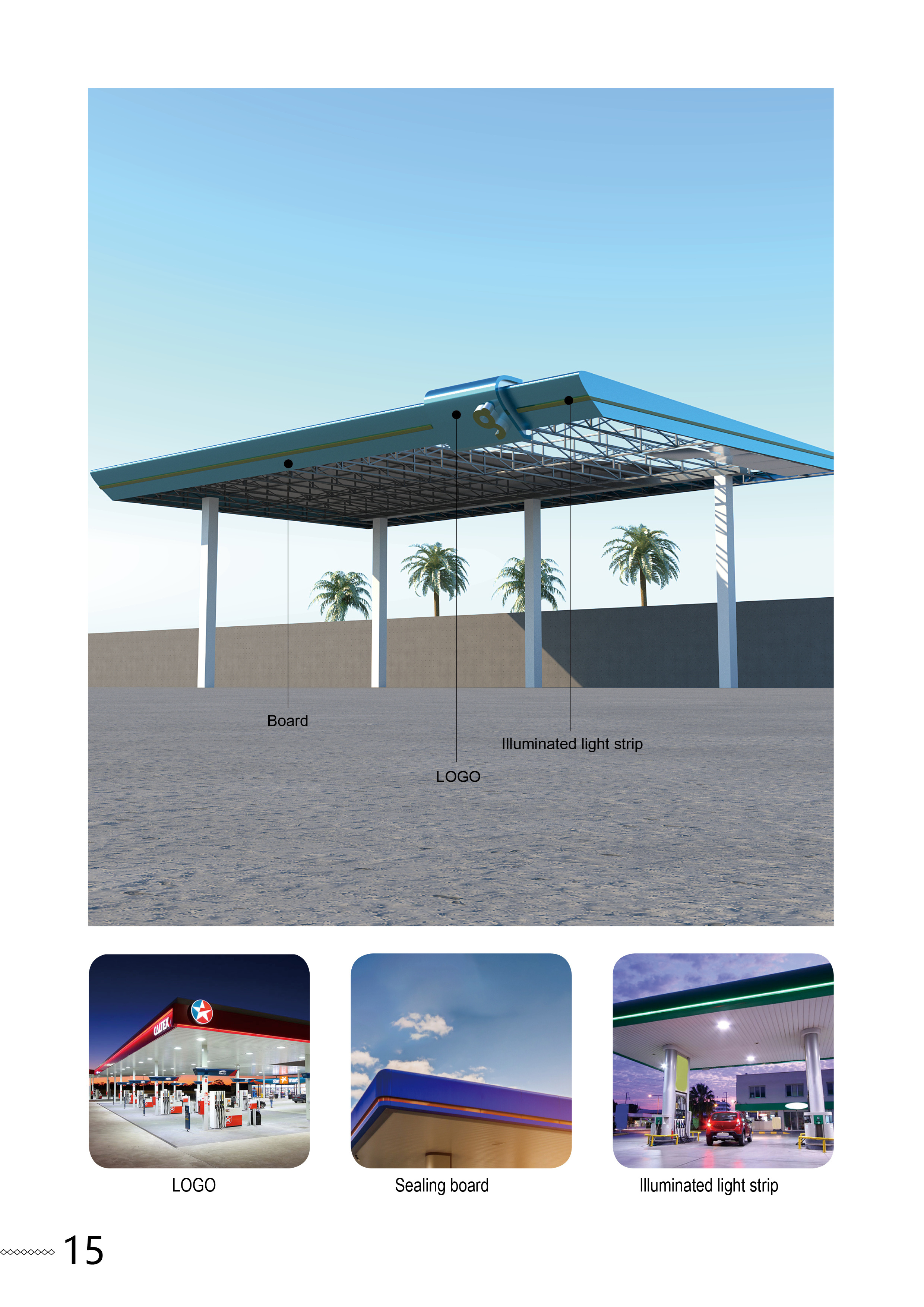 steel structure for petrol station canopies design