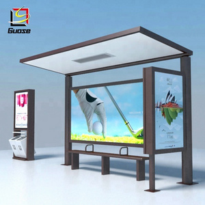 hot sell Bus stop shed with advertising light box design advertising customize bus shelter