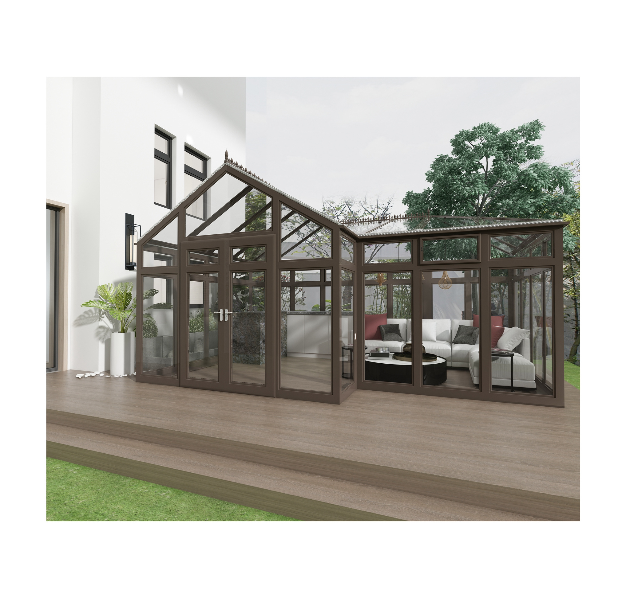 Prefabricated Glasshouse Sun Room Glass House Outdoor Aluminium Solarium Sunroom