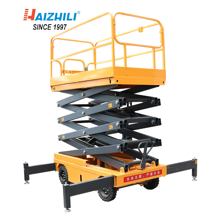 Four wheel mobile scissor elevator 400kg 16m hydraulic high lifting platform truck